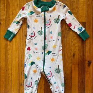 Hanna Andersson Cream Footie with Green Accents